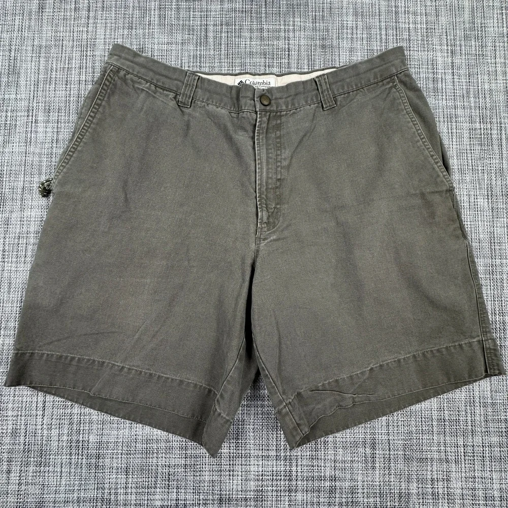 Columbia Men's 36 Gray Cotton Canvas Cargo Shorts Outdoor Hiking Utility